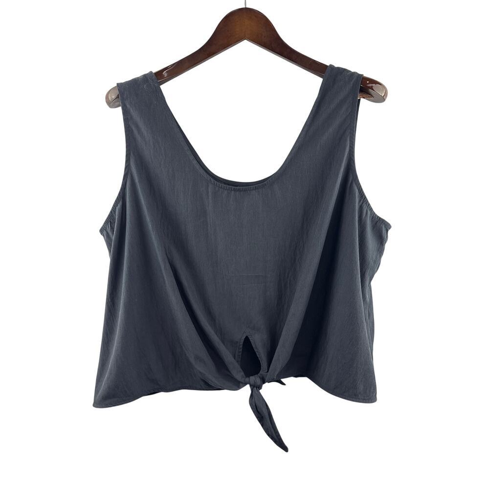 Women’s GAP XL Dark Gray Cropped Tank w/ Front Knot